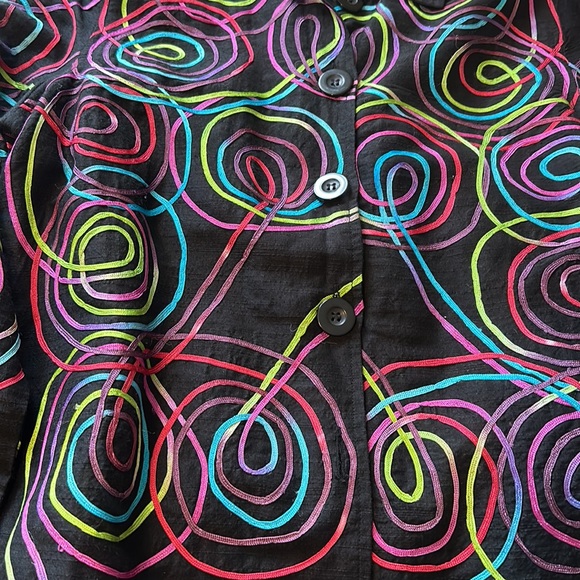 💖New Direction Sport black jacket with swirly colored ribbons, front buttons - Picture 4 of 4
